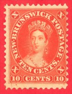 Canada New Brunswick # 9 - 10 Cents - Mint - Dated  1860 - Queen Victoria /  Nouveau Brunswick - Unused Stamps