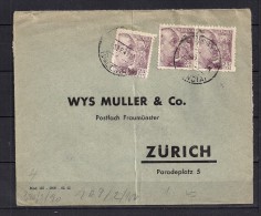 1943 VALENCIA, MATASELLOS SERVICIO NOCTURNO, CIRCULADO A ZÜRICH, BANDA DE CIERRE Y MARCAS DE CENSURA - Storia Postale