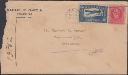 1917-H-99 CUBA. REPUBLICA. 1917. AVION MORANE. SOBRE ENVIADO ENTREGA ESPECIAL. SPECIAL DELIVERY. MATANZAS. - Cartas & Documentos