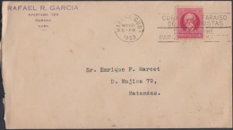 1917-H-107 CUBA. REPUBLICA. 1917. PATRIOTAS. 2c. SOBRE MARCA. CUBA PARAISO DE LOS TURISTAS. PARADISE OF TOURIST. 1933 - Brieven En Documenten