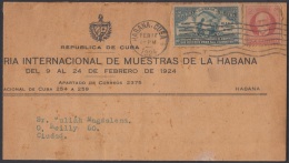 1917-H-116 CUBA. REPUBLICA. 1924. 1c. FRONTAL DE SOBRE VIÑETA 1c FERIA INTERNACIONAL DE MUESTRAS DE LA HABANA. - Storia Postale