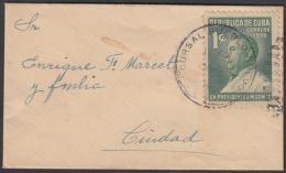 1917-H-120 CUBA. REPUBLICA. 1937. JOSE MIGUEL GOMEZ. 1c SOBRE DE TARJETA DE PRESENTACION. PUEBLO NUEVO. MATANZAS. - Storia Postale