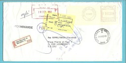 Brief Met Roodfrankeering Met Stempel BRUXELLES Naar LUXEMBOURG, Met Stempel RETOUR + Strookje MOTIF:.... - 1980-1999