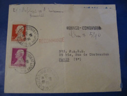 3-144 Monaco Condamine Recommandé Provisoire 1945 Pour La France Timbre Cachet  Linéaire - Cartas & Documentos