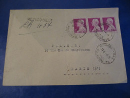 3-143 Monaco Ville Recommandé Provisoire 1945 Pour La France Timbre Cachet  Linéaire Généalogie Veuve Platini - Cartas & Documentos