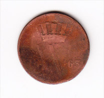 PAYS BAS KM 100 1 Ct 1863. (5AP2) - 1849-1890 : Willem III