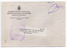 Carta Con Matasello Instituto Nacional De Prevision  (almeria) - Franchise Postale