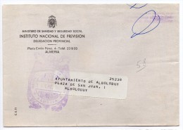 Carta Con Matasello Instituto Nacional De Prevision  (almeria) - Franquicia Postal