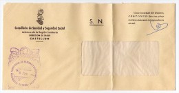 Carta Con Matasello Delegacion Territorial De Sanidad Y Seguridad Social (Castellon) - Franchise Postale