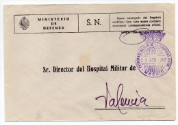 Carta Con Matasello Patronato Militar Del Seguro De Enfermedades (madrid) - Military Service Stamp