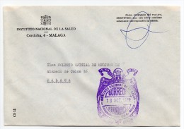 Carta Con Matasello Instituto Nacional De La Salud (malaga) - Postage Free