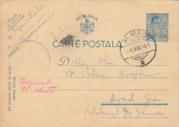 R57883- KING MICHAEL 1ST, POSTCARD STATIONERY, WW2, CENSORED, 1941, ROMANIA - Cartas De La Segunda Guerra Mundial