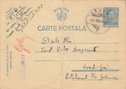 R57884- KING MICHAEL 1ST, POSTCARD STATIONERY, WW2, CENSORED, 1941, ROMANIA - Cartas De La Segunda Guerra Mundial
