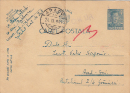 R57885- KING MICHAEL 1ST, POSTCARD STATIONERY, WW2, CENSORED, 1941, ROMANIA - 2de Wereldoorlog (Brieven)