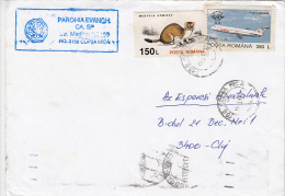 R57905- STOAT, PLANE, STAMPS ON COVER, 1997, ROMANIA - Lettres & Documents