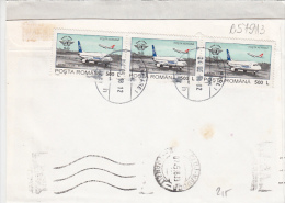 R57913- PLANE, STAMPS ON REGISTERED COVER, 1998, ROMANIA - Briefe U. Dokumente