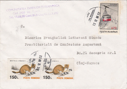R57914- CABLE CAR, STOAT, STAMPS ON COVER, 1998, ROMANIA - Lettres & Documents