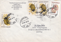 R57919- BEETLE, PAINTED EASTER EGGS, STAMPS ON COVER, 1999, ROMANIA - Covers & Documents