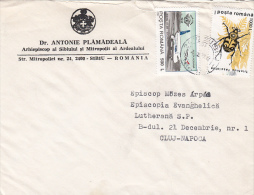 R57929- BEETLE, PLANE, STAMPS ON COVER, BISHOP OFFICE HEADER, 1999, ROMANIA - Lettres & Documents