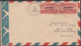 1928-H-7 CUBA. REPUBLICA. 1928. LINDBERGH. 5c. SOBRE A SANTA CLARA.  VARIEDAD H CORTA. BROOKEN H. - Lettres & Documents