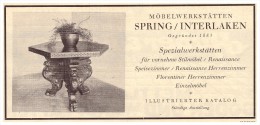 Original Werbung - 1926 -  Möbelwerkstatt Spring In Interlaken , Möbel , Schreiner , Uhr !!! - Andere & Zonder Classificatie
