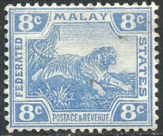 FMS 1904 MultiCrownCA 8c Deep Blue - Mint Previously Hinged (2) - Federated Malay States