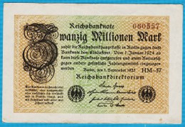 DEUTSCHES REICH 20 MILLIONEN MARK 1.09.1923  P#108d  ALPHA HM-57 - 20 Mio. Mark