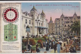 Cpa,MONACO,le Casino De De Monté Carlo,et L´hotel De Paris,roulette Règle Du Jeu,carte Avec Tampon Militaire 1916,rare - Otros & Sin Clasificación