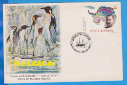 Explorer Emil Racovita Belgica Expedition Antarctica The South, Penguins Romania Cover 1987 - Polar Explorers & Famous People