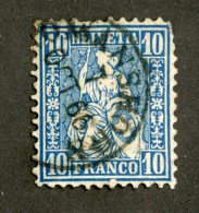 3828  Swiss 1862   Mi.#23  (o)  Scott #44  Cat. 1.€ -Offers Welcome!- - Oblitérés