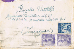 11507. Carta BARCELONA 1945. Recargo Exposicion. Militar - Barcelona