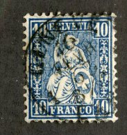 3839  Swiss 1862   Mi.#23  (o)  Scott #44  Cat. 1.€ -Offers Welcome!- - Gebruikt