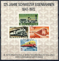 SWITZERLAND / HELVETIA 1972 - VIGNETTE / CINDARELLA 125 JAHRE SCHWEIZER EISENBAHNEN 1847 / 1972 - INTEBA ZURICH - USED - Chemins De Fer