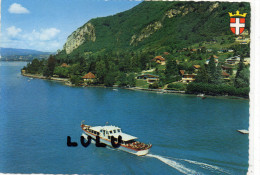 DEPT 74 ; Veyrier Du Lac , Vue Aérienne Sur Le Bateau La Belle Etoile Au Fond La Pierre Mal Tournée - Veyrier