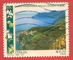 ITALIA REPUBBLICA USATO - 2013 - Parchi Giardini Orti Botanici D´Italia Parco Nazionale Cinque Terre - € 0,70 - S. 3385 - 2011-20: Used