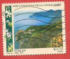 ITALIA REPUBBLICA USATO - 2013 - Parchi Giardini Orti Botanici D´Italia Parco Nazionale Cinque Terre - € 0,70 - S. 3385 - 2011-20: Used