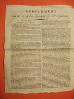 TOULOUSE EMPIRE 1808 Journal De La Hte Garonne SUPPLEMENT N°419 Décret Napoléon Sur Les Titres De Noblesse + JVICA Coton - 1800 - 1849