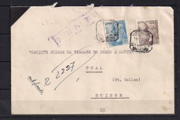 1947 BARCELONA, SOBRE CERTIFICADO CIRCULADO A THAL EN SUIZA, POR VIA AÉREA, TRÁNSITO Y LLEGADA - Storia Postale