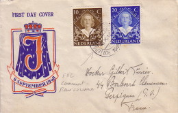 PAYS-BAS - ROTTERDAM EN 1948 - FDC COURONNEMENT REINE JULIANA  A DESTINATION DE LA FRANCE. - Poststempel