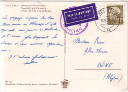 ALLEMAGNE - CARTE POSTALE PAR AVION POUR BONE ALGERIE LE 30-6-1959. - Machines à Affranchir (EMA)