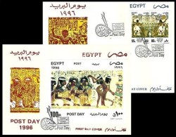 Egypt First Day Cover 1996 Set Of 2 Covers POST DAY Souvenir Sheet & Stamp ON FDC - Brieven En Documenten