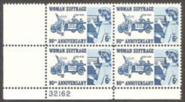 Plate Block -1970 USA Woman Suffrage Stamp Sc#1406 Car Vote - Plate Blocks & Sheetlets