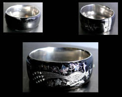 Bracelet XIXème En Perles Et Argent De L'empire Hongrois / Old Empire Enamelled Silver And Pearls Bracelet - Armbänder
