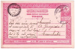 Türkei - Ganzsache 20 Paras 7-1909 Nach Manchester GB - Covers & Documents
