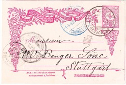 Türkei - Ganzsache 20 Paras 1.4.1902 Stamboul Stempel Blau GS Nach Stuttgart - Storia Postale
