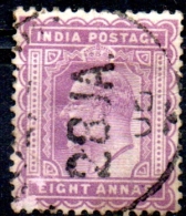 INDIA 1902 King Edward VII -  8a - Purple  FU - 1902-11  Edward VII