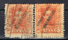 Sellos 50 Cts TANGER Alfonso XIII Vaquer, MARRUECOS Español, Sobrecarga, Variedad Color, Num 22-22a º - Spanish Morocco