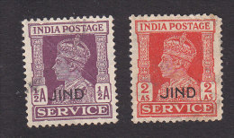 India, Jind, Scott #O64, O68, Used, King George VI Overprinted, Issued 1940 - Jhind