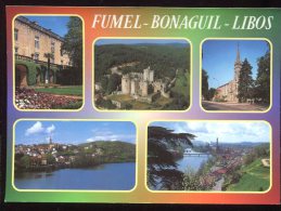 CPM 47 FUMEL Multi Vues Le Château Bonaguil Libos Vue Générale De Fumel - Fumel