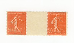 Semeuse Lignée 0fr50 Rouge YT 199 : Le Faux De Marseille En Paire Interpanneau. Rare, Voir Scan. Maury N° 199 > 110 €. - Nuevos